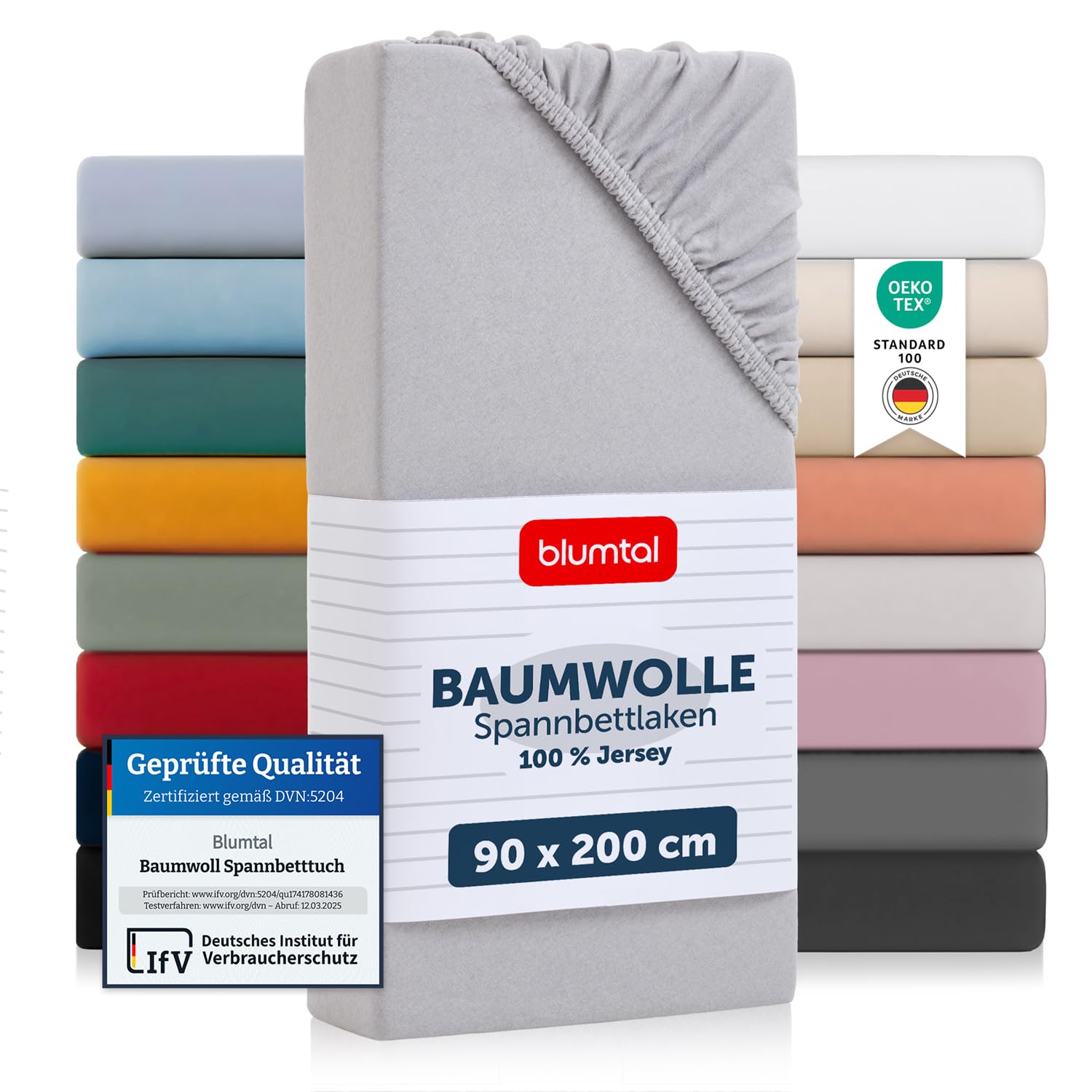 Blumtal® Basics Spannbettlaken Jersey - Bettlaken aus 100% Baumwolle - Oeko-TEX zertifiziertes Spannbettlaken