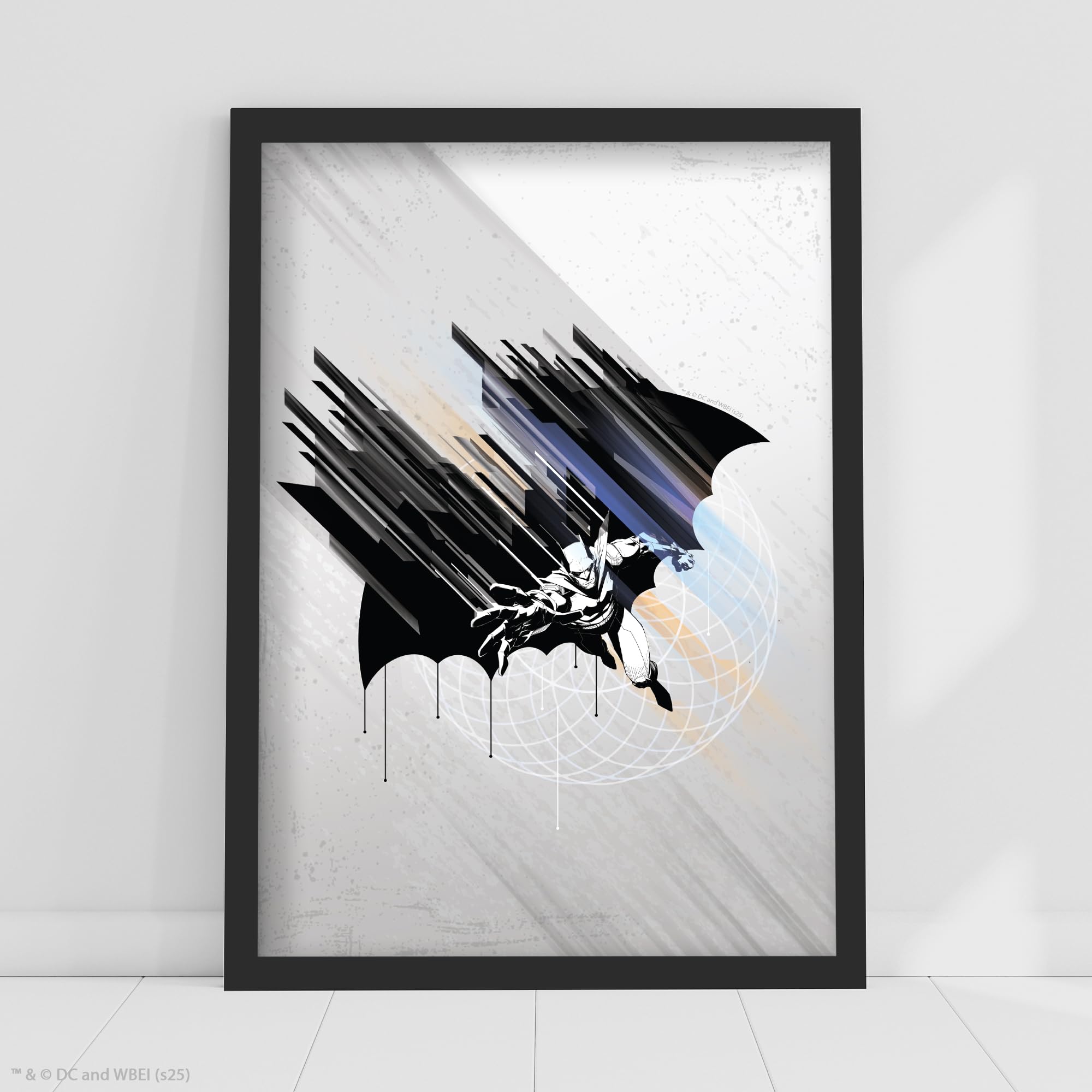 Themed Multicolour Batman Print - Batman Flying With Drips Poster Dc Superhero Wall Art (29.7Cm X 42Cm - A3)