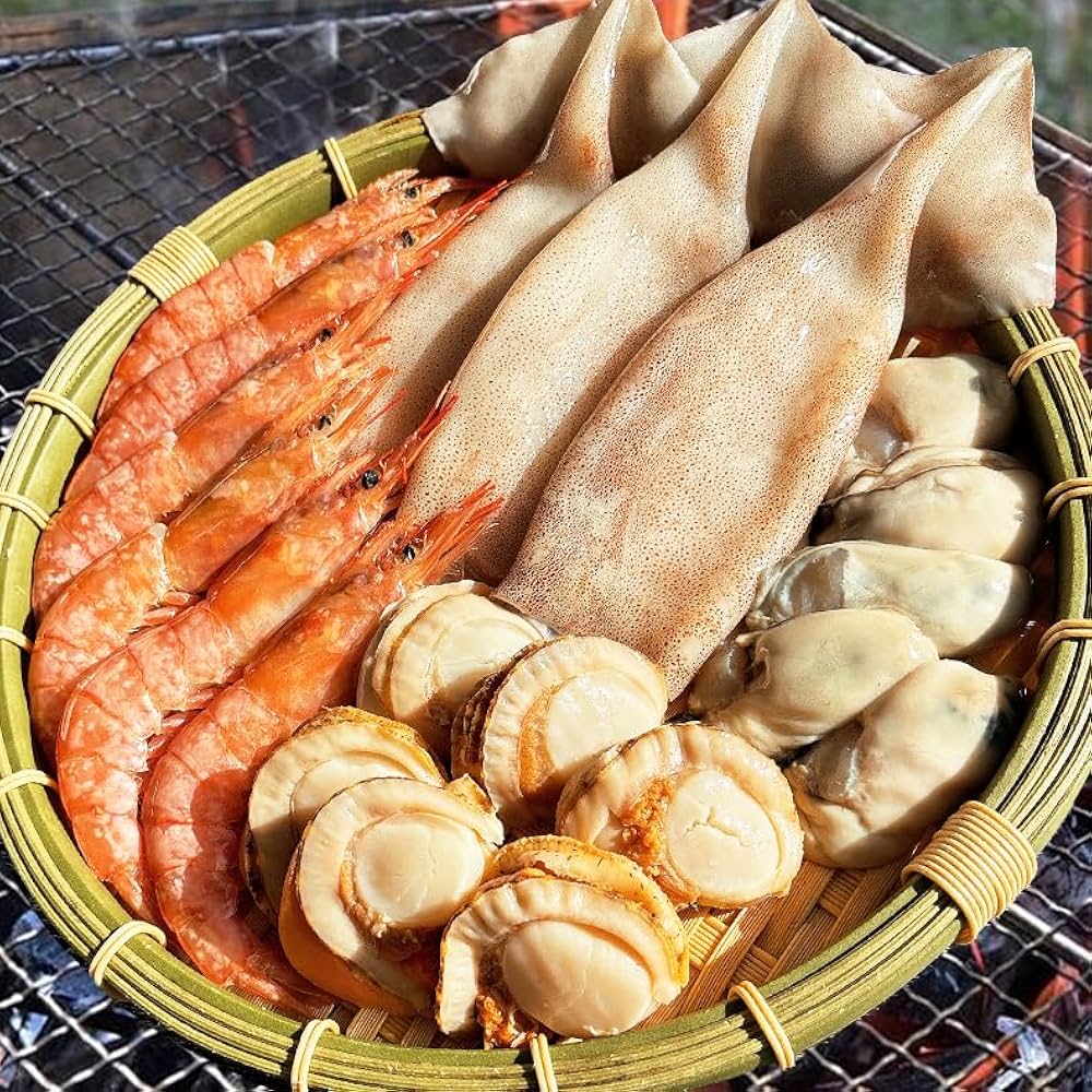 Amazon.co.jp: 魚耕 海鮮 バーベキュー セット 帆立 いか エビ
