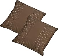 Vista 3 de Home Soft Things Marquesa Dot - Juego de 2 almohadas bordadas de seda rellenas, café, 18 x 18 pulgadas