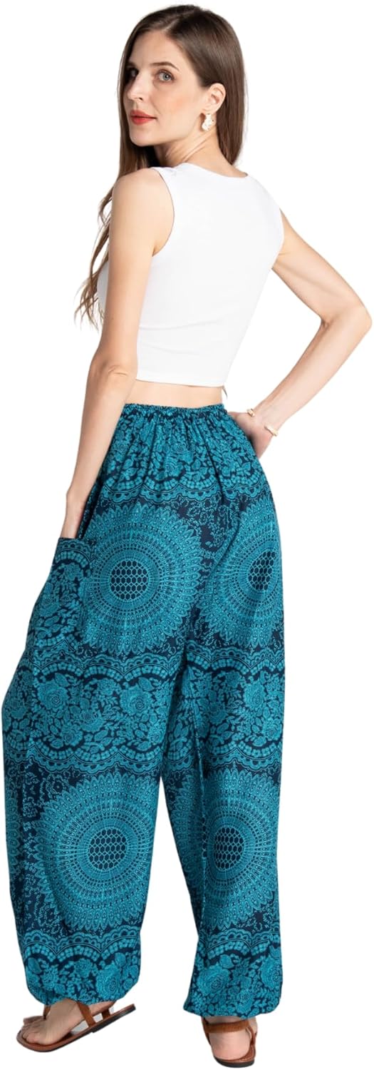 Tranquil Threads Women's Harem Pants with Pockets and Drawstring, Hippie Boho Yoga Clothes - Image 3