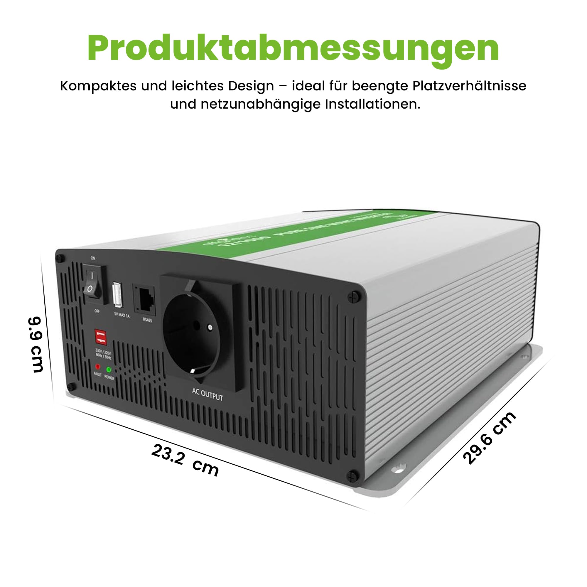 Offgridtec 1-01-011090 Przetwornica, Czarny/Szary, ‎29.6 x 23.2 x 9.9 cm; 5.46 kg, 220/230 V, 12 V, 1500 W