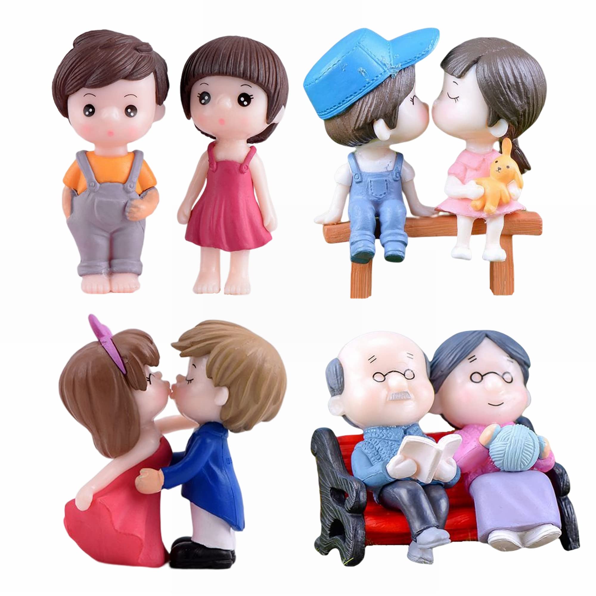Elpizofos White 1 Set/10Pcs Miniature Fairy Garden Accessories Lovers Sweetheart Ornament Statue Figurines Bonsai Pot Dollhouse Terrarium Cake Toppers Home Decor