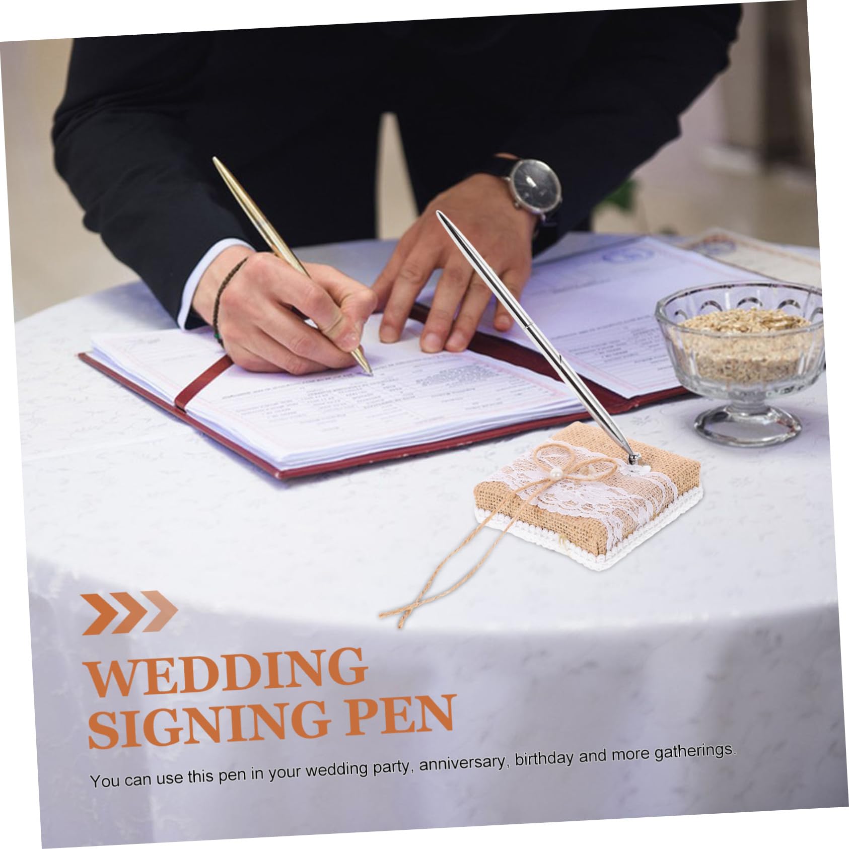 Operitacx 5 Stück Hochzeitsstift mit Halter Eleganter Signing Pen für Gästebuch Party und Valentinstagsgeschenk aus Langlebigem für Hochzeiten und Feierliche Anlässe