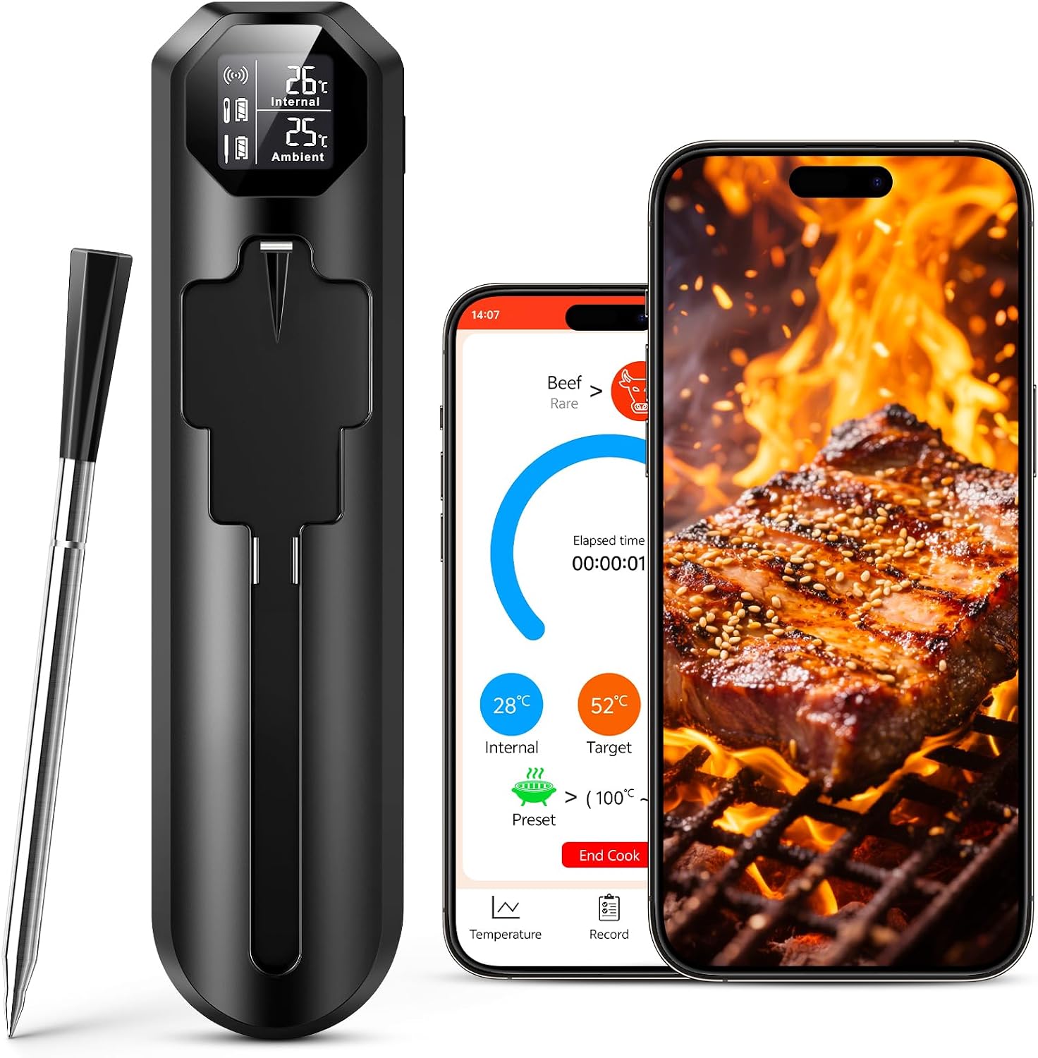 Generisch Fleischthermometer Kabellos Bluetooth mit App — Thermometer