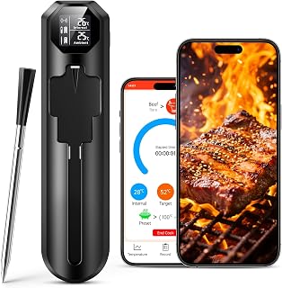 Fleischthermometer Kabellos,Grillthermometer mit App,LCD-Display