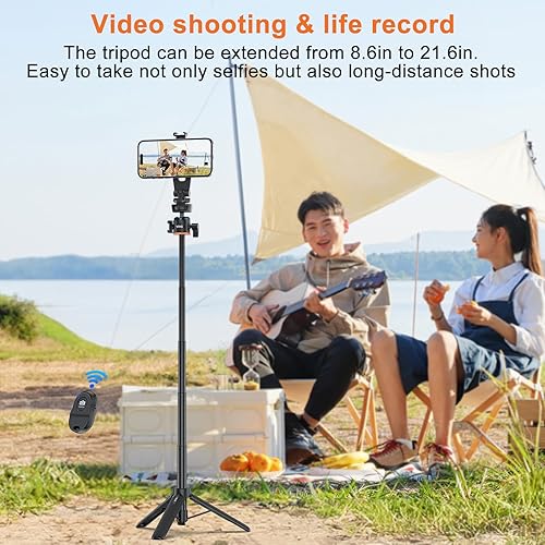 Miniatura 7 de VRIG Trípode magnético para teléfono celular, compatible con MagSafe, TP-06+MG-03 Trípode para teléfono de 21.6 pulgadas extensible magnético selfie