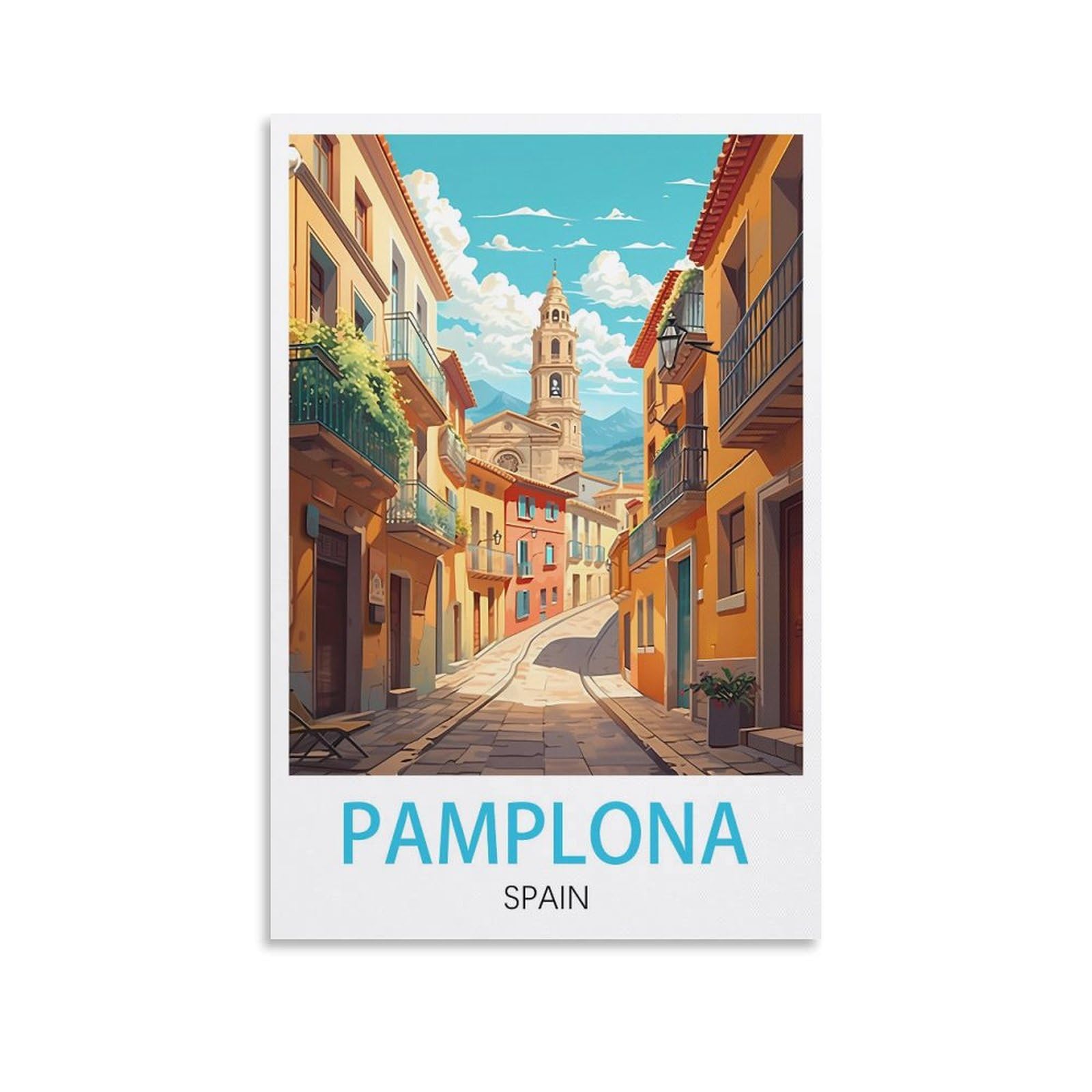 LHJOIUN Pamplona Spain Vintage Travel Posters 08x12inch(20x30cm) Art Canvas Print For Living Room Bedroom Home Decoration Modern Art