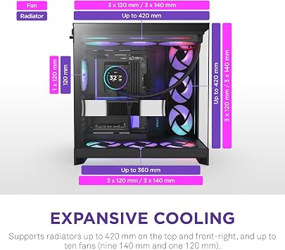 NZXT H9 Flow RGB+ Dual-Chamber ATX PC Case - Black