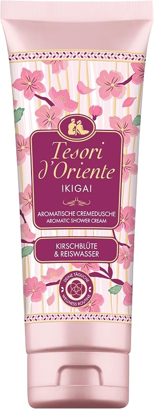 Tesori d'Oriente | Cremedusche "Ikigai" | aromatisches Duschgel Kirschblüte und Reiswasser | Cremedusche zur Körperpflege | Ritual für Körper & Sinne | 250ml
