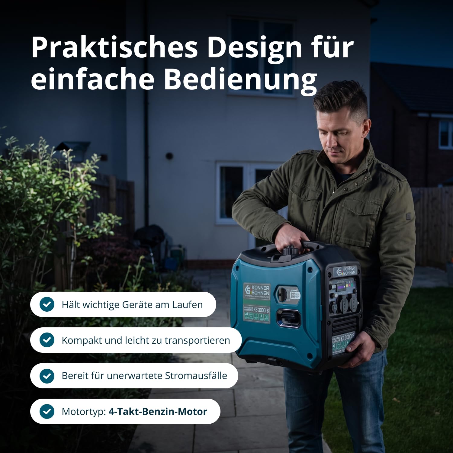 K&S Könner&Söhnen KS 3000i S - Générateur à essence à onduleur 3000W, générateur électrique à essence