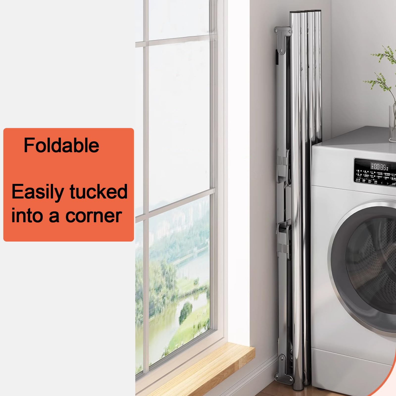 Tendedero Extensible, Tendedero Plegable de Acero Inoxidable,Grande Secadora Pplegable con Ruedas,Tendedero Exterior e Interior 20 Ganchos 12 Clips,150-240cm