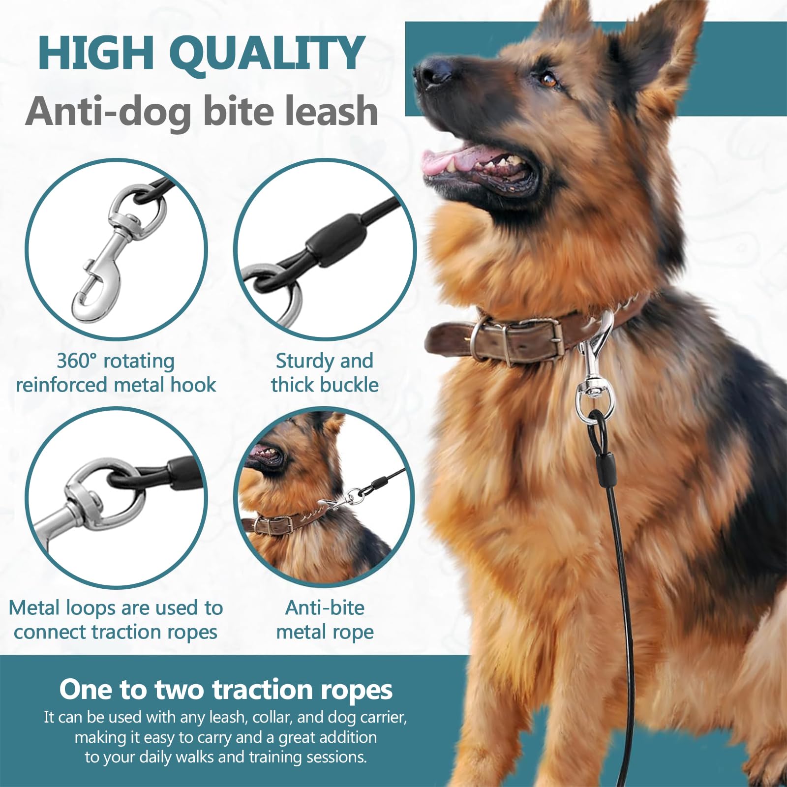 2 Pièces Ceintures de Sécurité pour Chien, Anti Morsure Laisse pour Chien, Harnais de Voiture, Cordes D'extension de Laisse avec Crochet Pivotant à 360 Degrés, Résistant à la Mastication