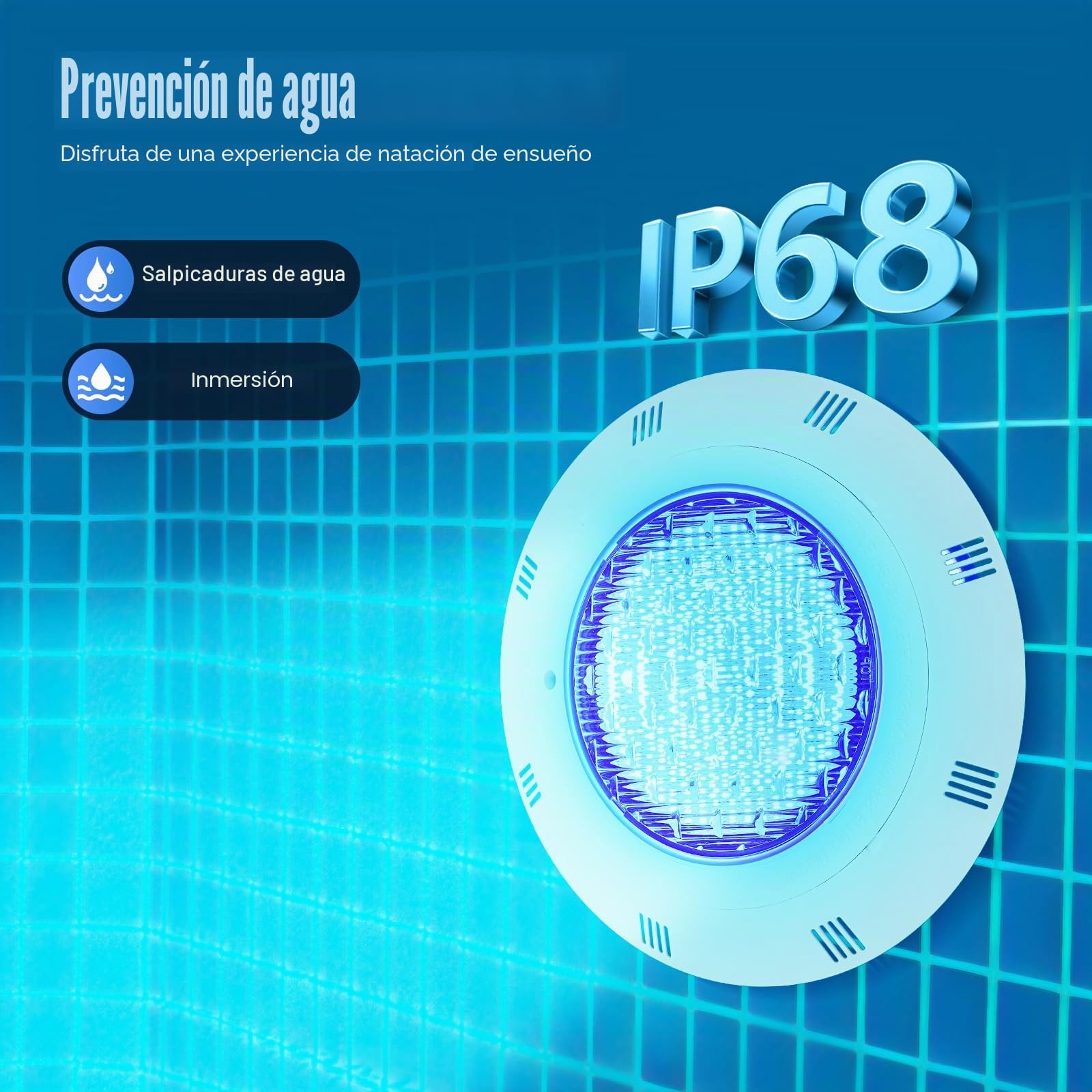 Foco LED subacuático RGB LED para piscina, con mando a distancia, ángulo de haz de 120°, IP68, resistente al agua