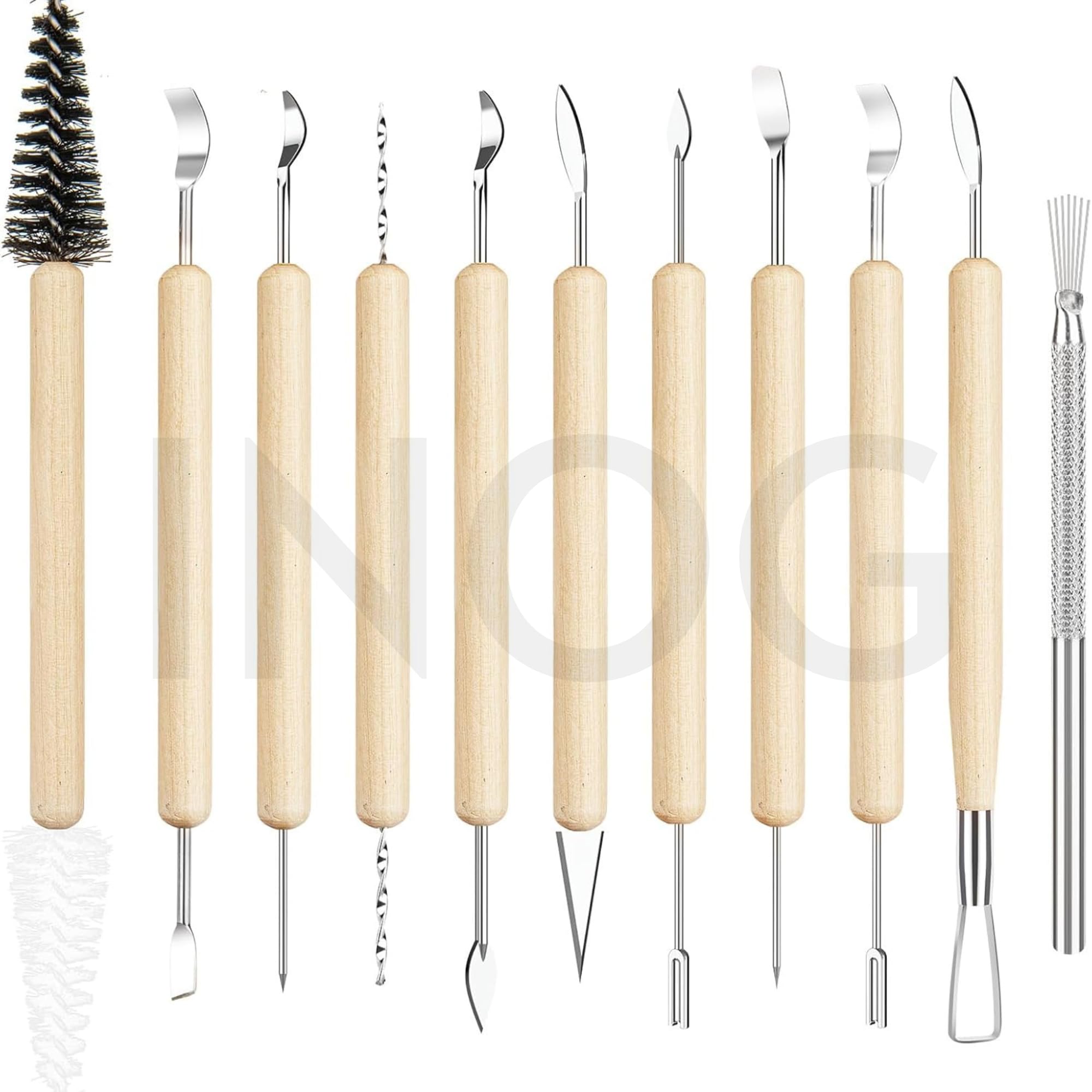 11PCS Wooden Clay Tool Set, Double-Head Ceramic Modeling Tool, Pottery Sculpting Tools for Carving, Molding, Cutting, Trimming, Pottery Wheel, Crafting Supplies, Beginners, Adults, Students-picture-18