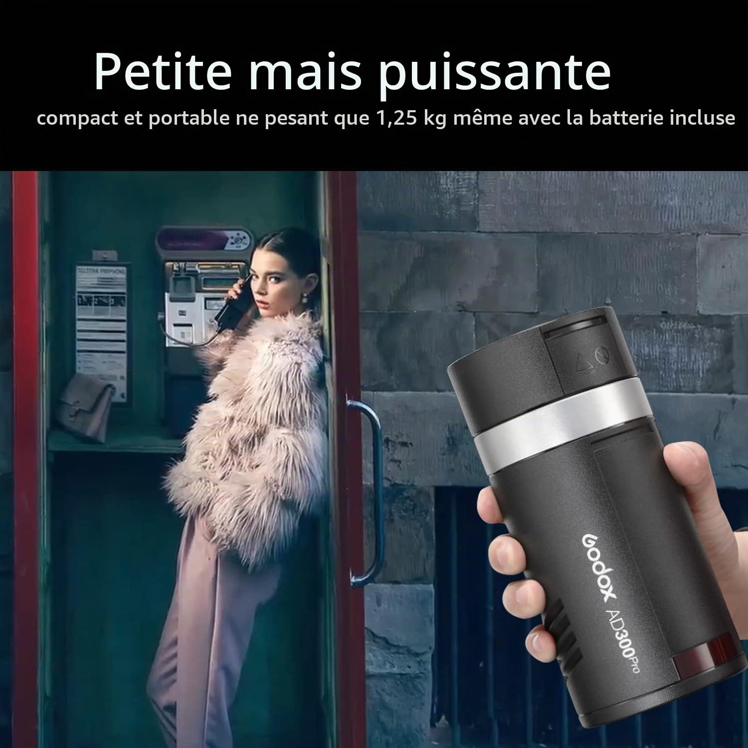Godox AD300 Pro Flash de Extérieure Puissant, 300Ws 1/8000s 2,4G TTL Flash Portable sans Fil X système avec Lampe à Modeling Bicolor 3000K-6000K, 2600mAh Batterie Support 320 Flashs Full Power