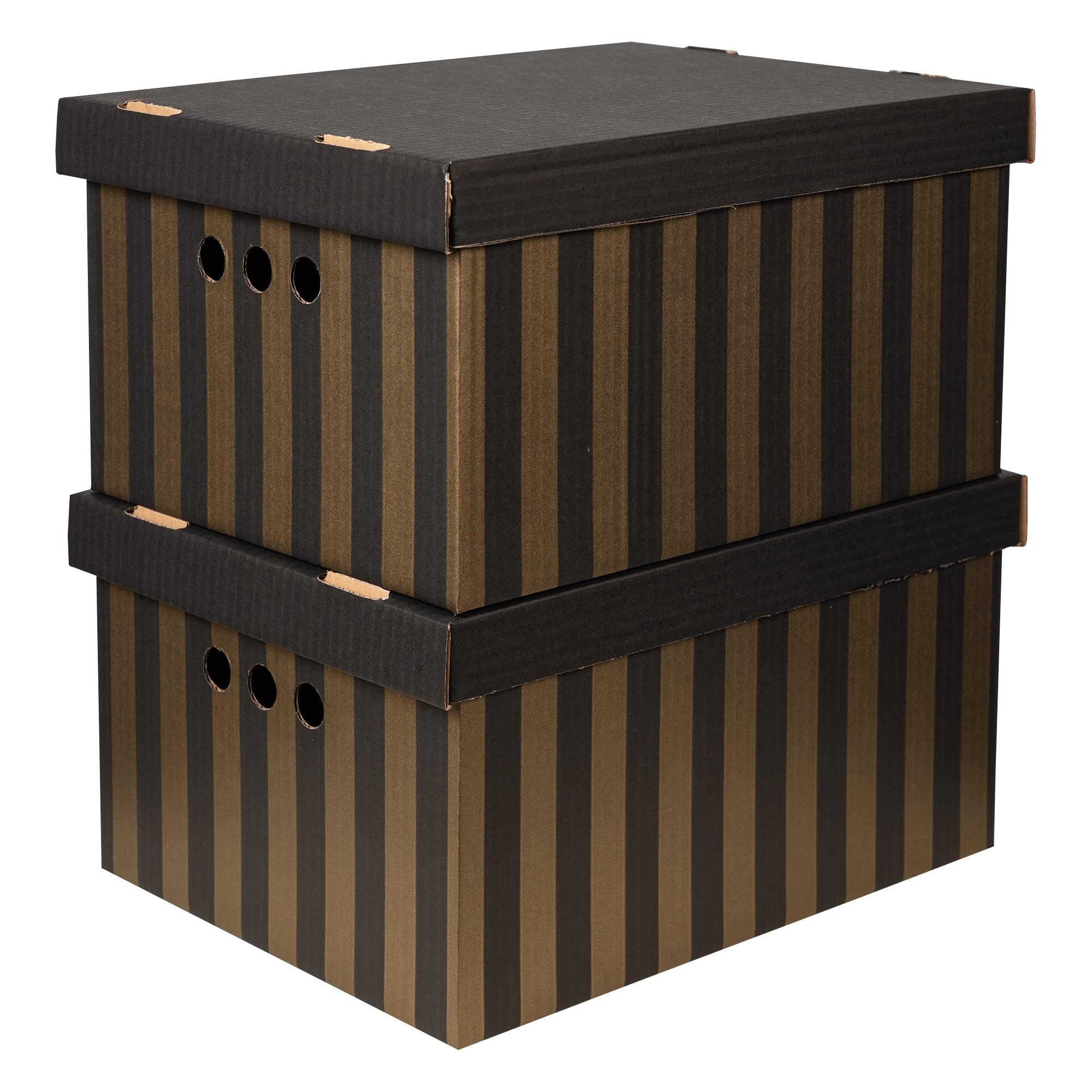 SOFTILLO Pack of 2 Decorative Storage Boxes With Lids Home Office Bedroom Wardrobe Box Organiser Archive Box with Lid Multi-Use General Storage Archive Box with Lid Stylish Set XLarge Pink Stripes — view 35