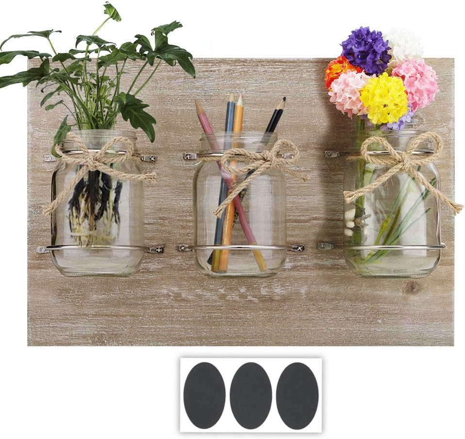 Wooden Plaque with Mason Jars - Rustic wall Décor