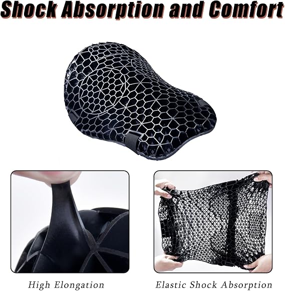 Motorcycle Gel Seat Cushion for Yamaha Xmax 250 300 Xmax 400 125 XMAX 250 XMAX 300 XMAX 125, 3D Honeycomb Design,Shock-Absorbing Pressure Relief Seat Pad,Breathable Non-Slip Cushion for Long Rides