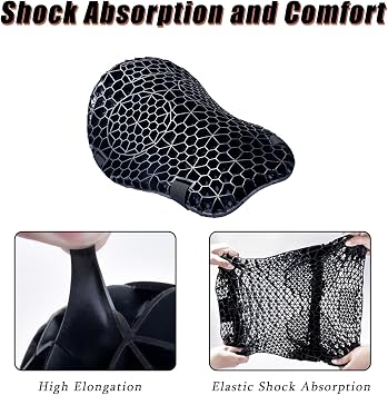 Motorcycle Gel Seat Cushion for Yamaha Xmax 250 300 Xmax 400 125 XMAX 250 XMAX 300 XMAX 125, 3D Honeycomb Design,Shock-Absorbing Pressure Relief Seat Pad,Breathable Non-Slip Cushion for Long Rides
