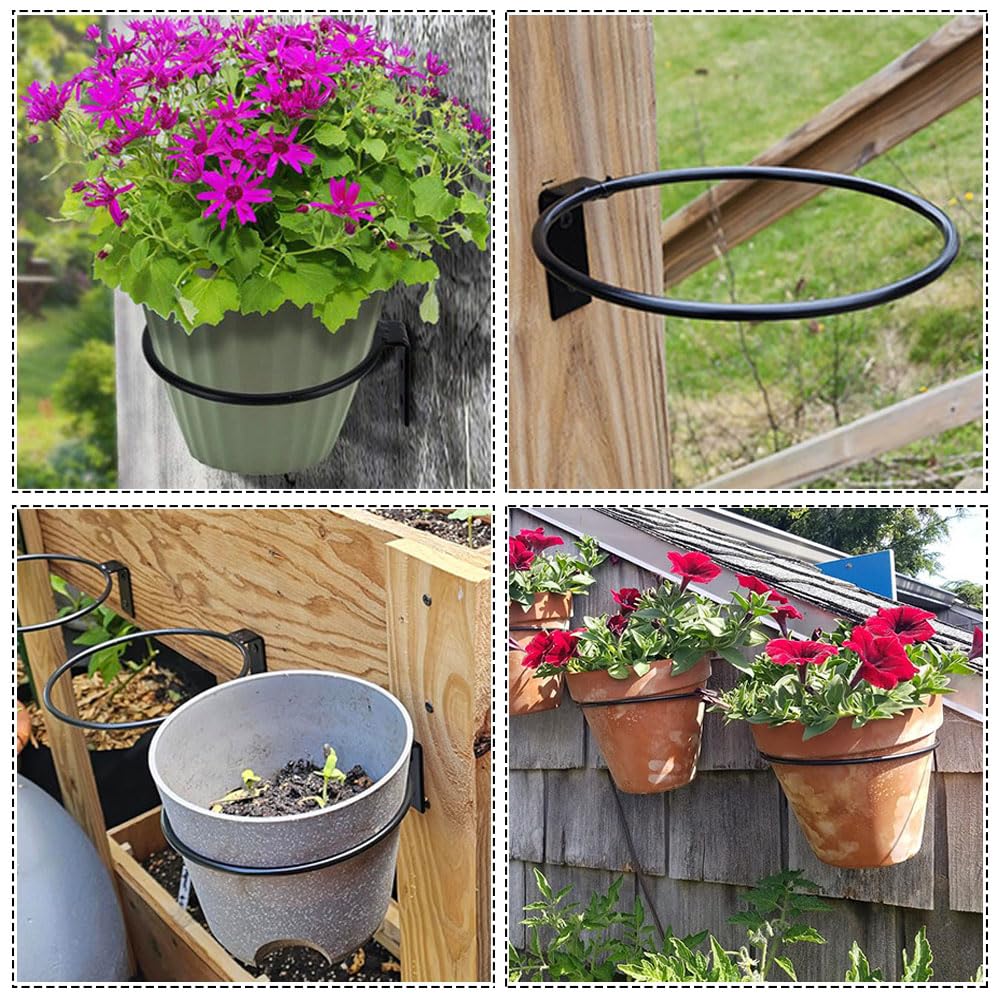 6 soportes de pared para macetas, soporte plegable para jardín, balcón y exterior, negro (4 pulgadas)