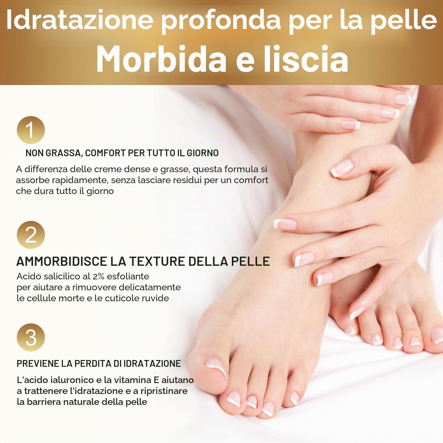 Crema Urea per Piedi e Mani, Crema Piedi Urea 60% con Acido Salicilico 2%, per Mani, Talloni, Gomiti e Ginocchia, Un'idratazione Profonda, Screpolati Rimozione e Ammorbidimento Dei Calli, 150g