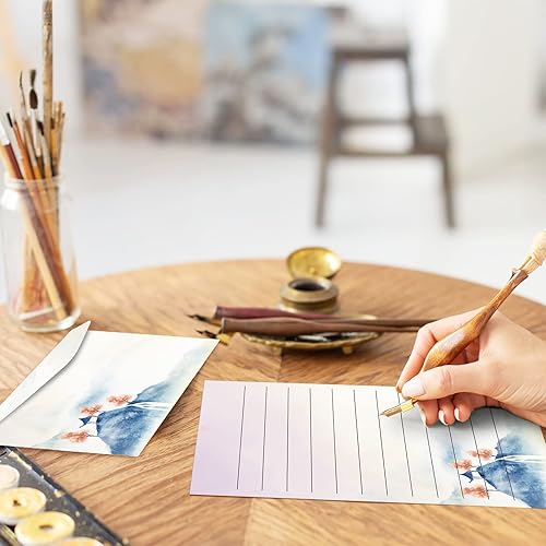 Miniatura 6 de Geyee 200 Pieces Watercolor Stationary Paper and Envelopes Include 100 Lined Sheets and Envelopes, 5. 5 x 8. 25 Inch Double Sided Printing Letter