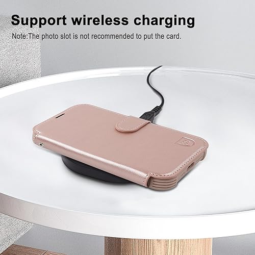 Miniatura 5 de VANAVAGY Funda tipo cartera compatible con iPhone 14 Plus15 Plus para mujeres y hombres, funda de piel con tapa RFID con soporte para muñeca, carga