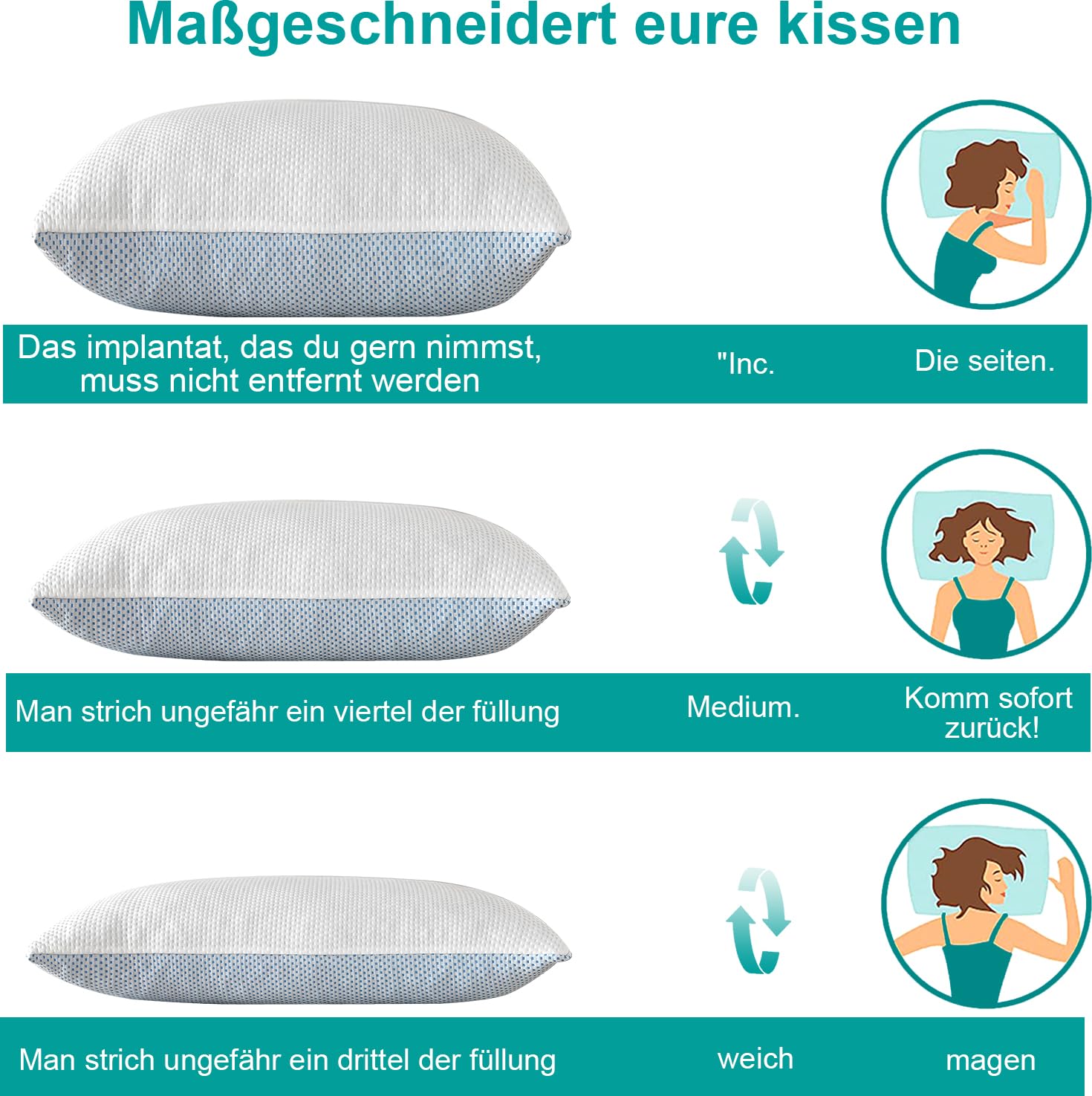 Cuscino Rinfrescante In Memory Foam Triturato - Queen 74x47 Cm, Altezza Regolabile, Per Dormire Sul Fianco E Schiena - 3