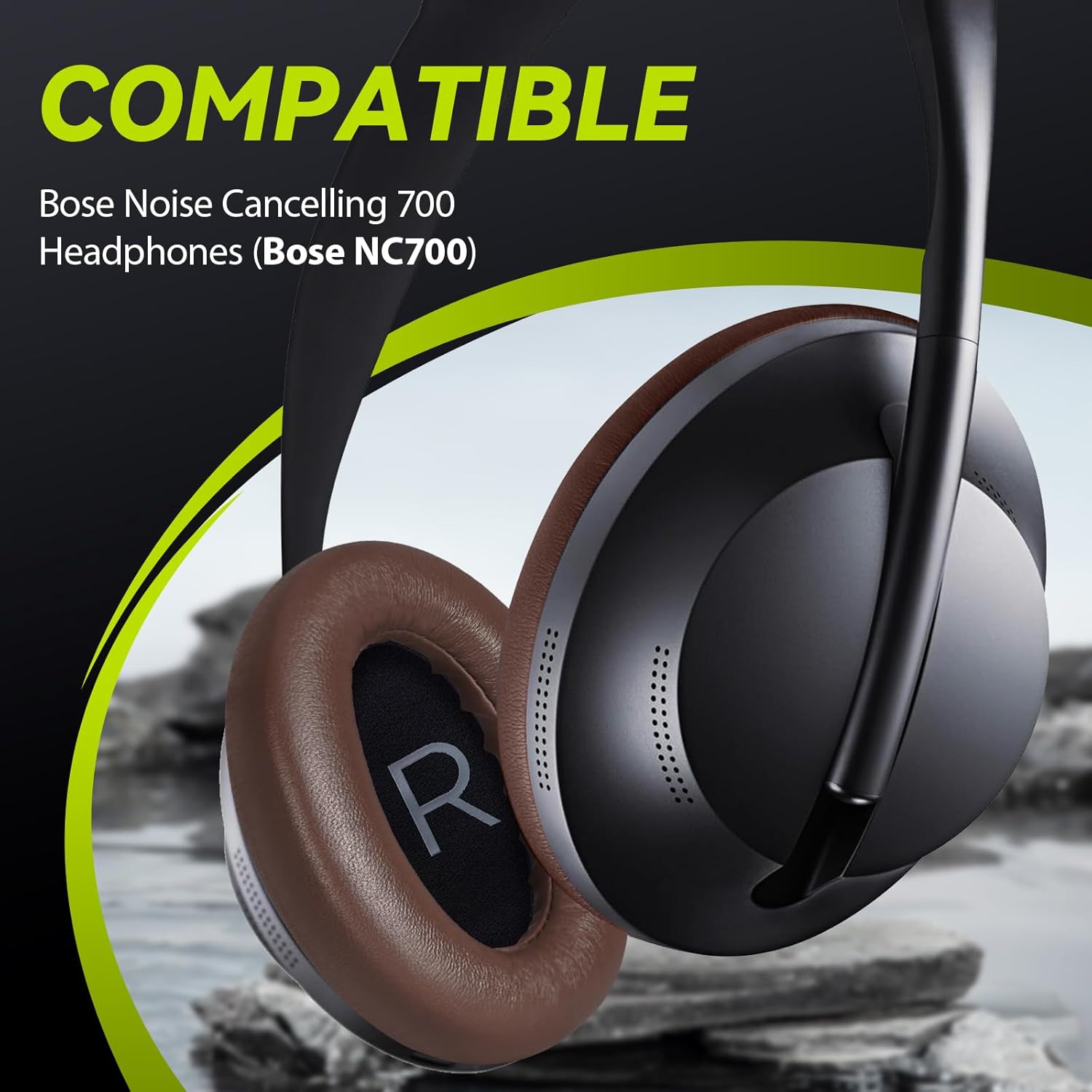 Replacement Ear Pads for Bose NC700 / 700 Noise Cancelling Headphones, Aurivor Lambskin Leather Earpad Covers/Cushion Kit with Plush Memory Foam, Thickened Comfort, Tear-Resistant Seams(Brown)