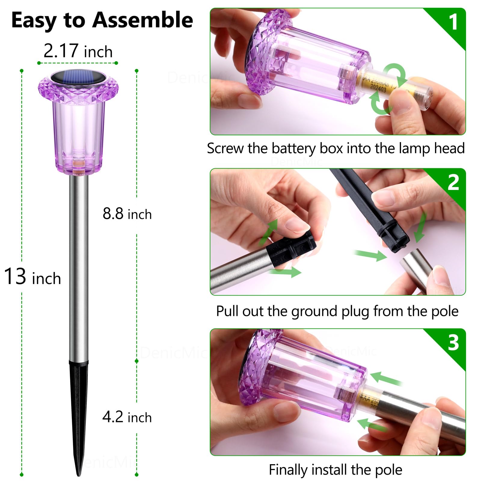 DenicMic Solar Halloween Lights Outdoor 15 Pack Purple LED Halloween Decor view 4