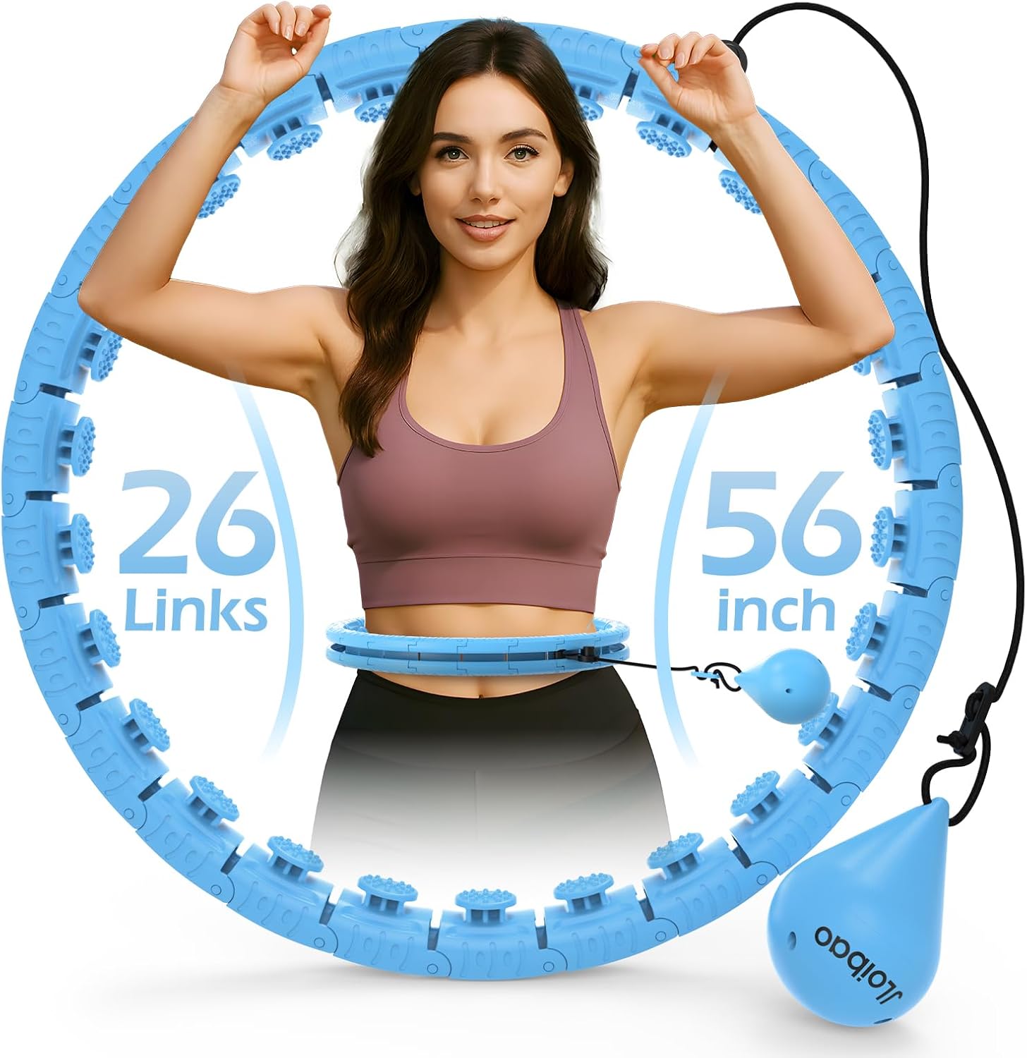 Weighted Hula Circle with 26/32 Links(56-66 Inch) for Adults Weight Loss, Infinity Fitness Hoop Plus Size, for Women Smart Exercise Equipment