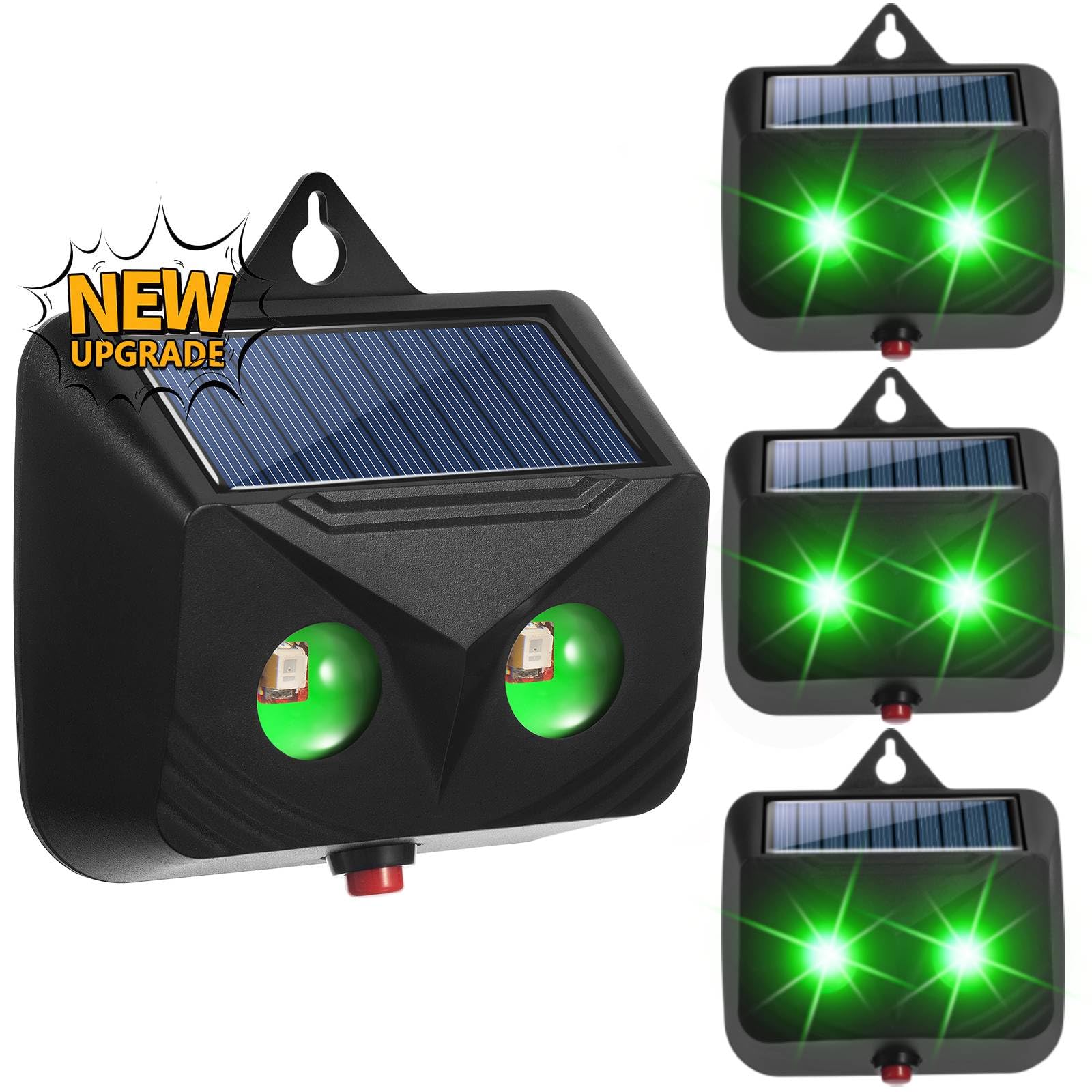 4 Pcs Solar Nocturnal Animal Repeller Predator Lights for Chicken Coop Garden Yard, Waterproof Animal Deterrent Devices Outdoor with Green Flashing Lights for Coyote Fox Deer Cat Raccoon Skunk Dog