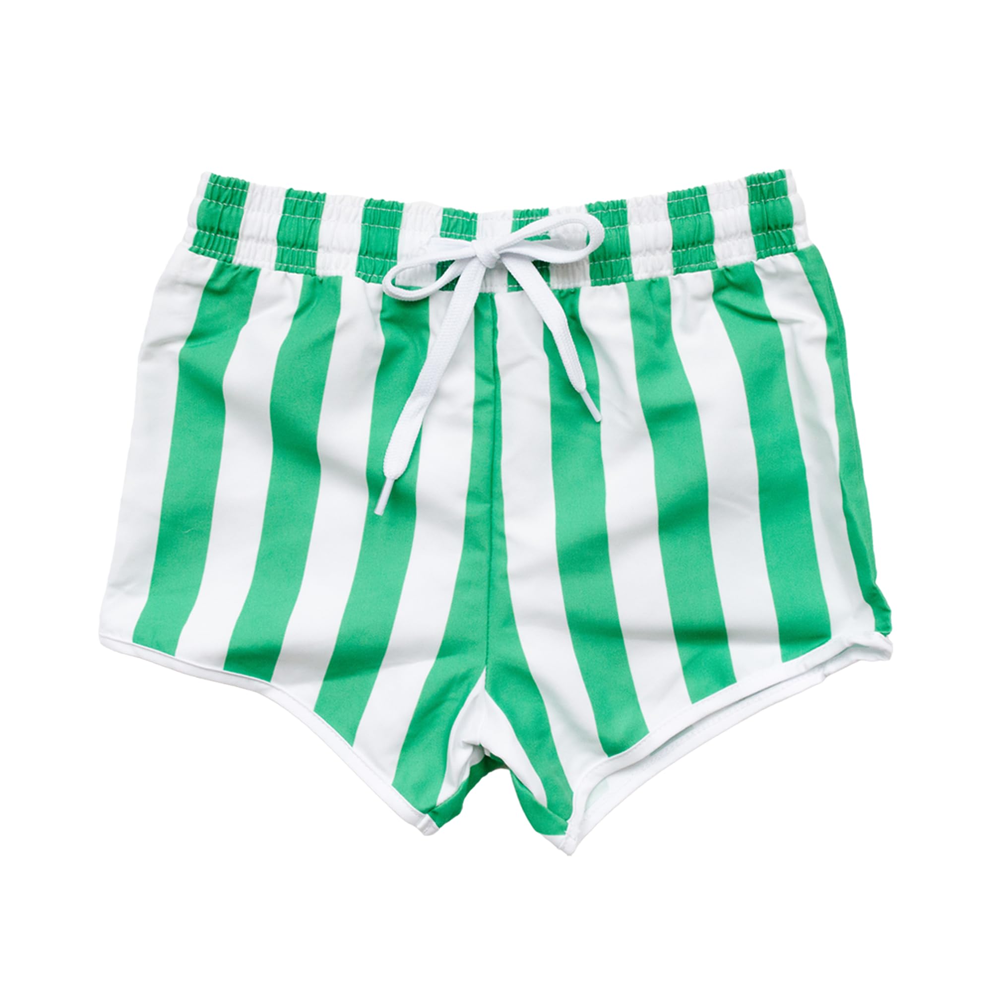 Sisterly Market - Toddler Swim Shorts, Kids/Baby Swimsuit Swimsuit with Stretchy Spandex Liner and Breathable Outer Microfiber Fabric, Baby Boy Bathing Suit Ages 18 Month to 2 Year, Green Stripes