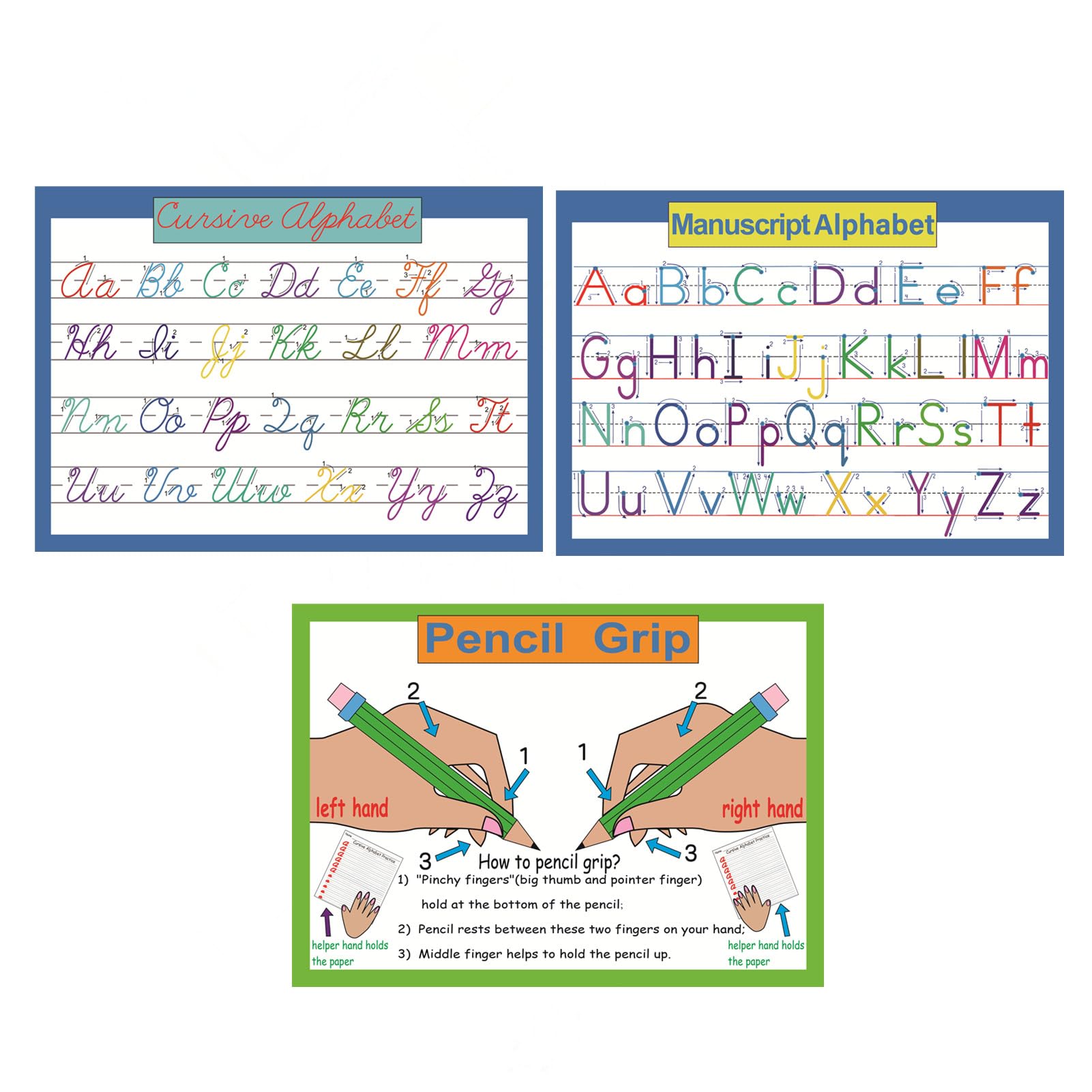 Générique Lot De 2 Affiches Abécédaire Format A3, Alphabet En Français Avec Lettres Et Animaux Amusants, 350 G/m², Décoration Éducative Pour Chambres D'Enfants Et Salles De Classe