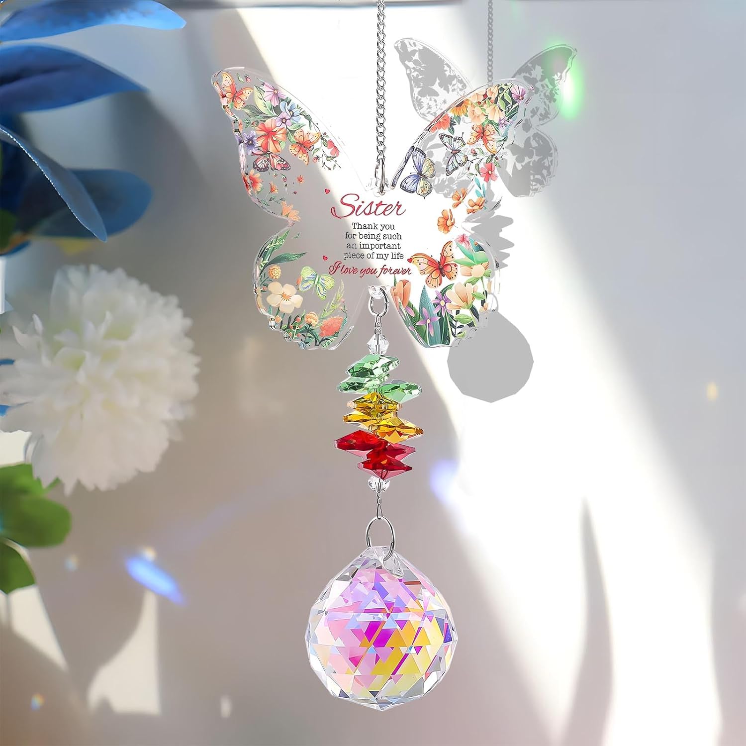 Crystal Sunshine Catcher, Butterfly Pendant Best Friendship, Crystal