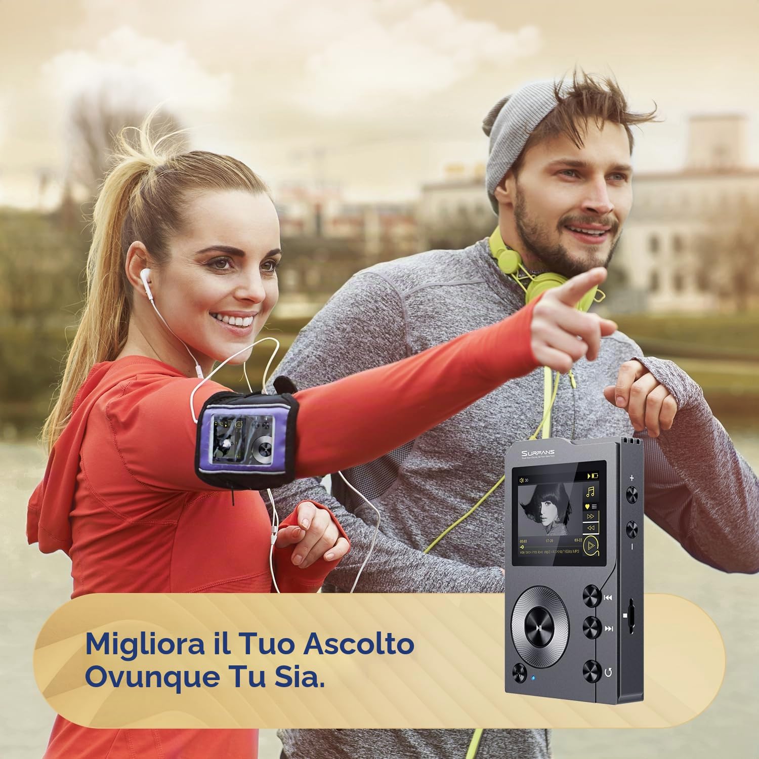 Surfans F20 Lettore MP3 con Bluetooth, lettore musicale audio digitale ad alta risoluzione DSD senza perdita, lettore audio portatile scheda di memoria da 64 GB, supporto fino a 512 GB