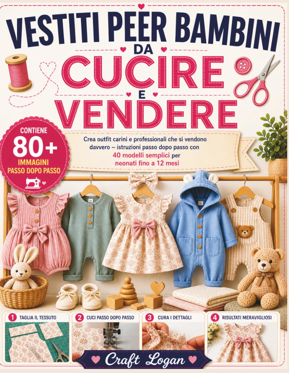 VESTITI PER BAMBINI DA CUCIRE E VENDERE: Crea outfit carini e professionali che si vendono davvero – istruzioni passo dopo passo con 40 modelli semplici per neonati fino a 12 mesi