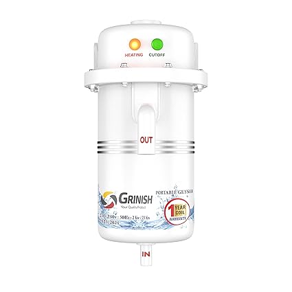 GRINISH Instant Water Geyser 1l Portable water heater, Made of First Class ABS Plastic, Auto Cut Off Feature with 1 Year Warranty, For Home, Office, Restaurant etc (Multicolour)