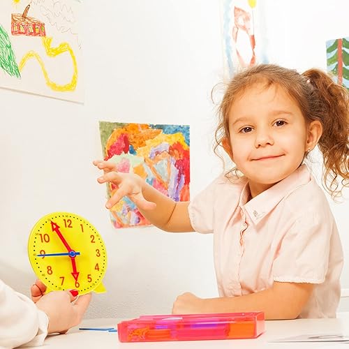 Miniatura 4 de Henoyso Kit de reloj de enseñanza de 48 piezas para que los niños digan la hora, mini reloj de enseñanza a granel para estudiantes, desarrollo de