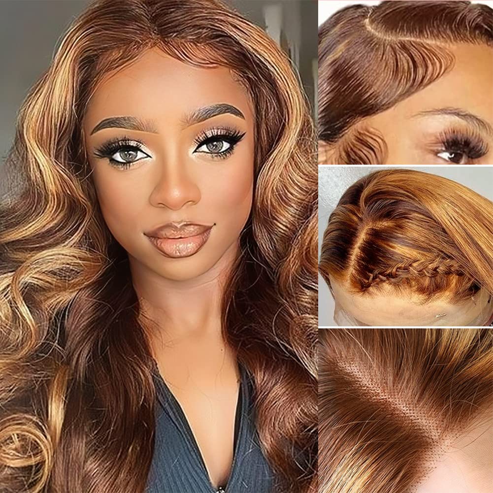 Highlight Ombre Lace Front Wig Human Hair 13x4 Transparent HD 4/27