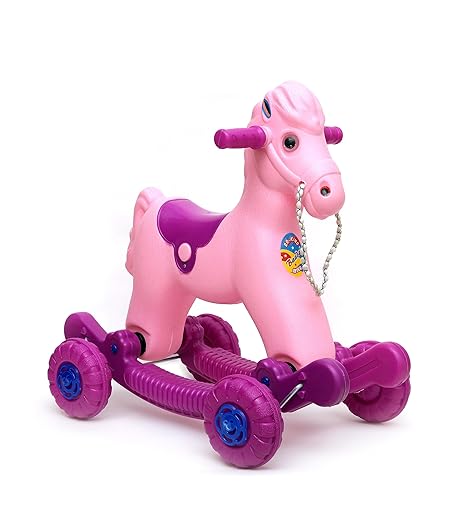 Uniqe Mart 2 in 1 Baby Horse Rider | Funride Baadal Rocking Horse Ride On | Toy Horse Ride-On, Kids Toys, Toddler Baby Toy Suitable for Kids Boys & Girls Age 1-3 Years Old (Pink & Purple)