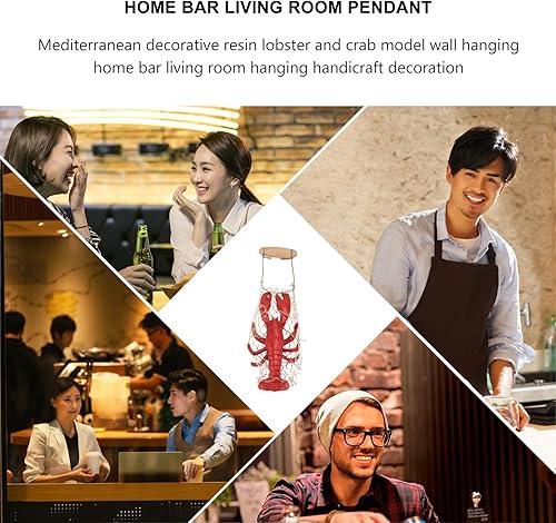 Miniatura 4 de HEALLILY Langosta roja de resina para colgar en la pared, langosta y cangrejo, decoración de pared, colgante de sala de estar, dormitorio,