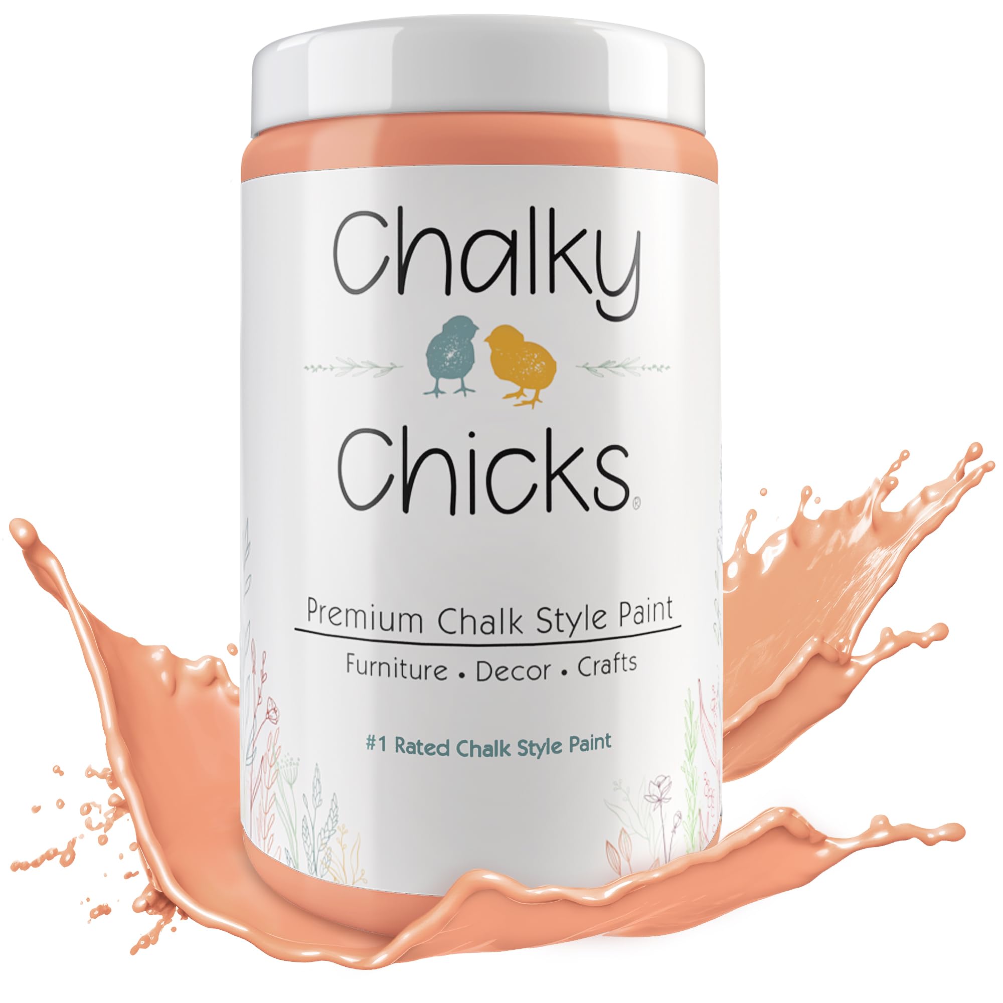 Chalky Chicks All-in-One Chalk Paint for Furniture or Cabinet - 32 Fl Oz - Matte Finish Gingers Blush Pink for Metal, Wood Furniture Paint - No