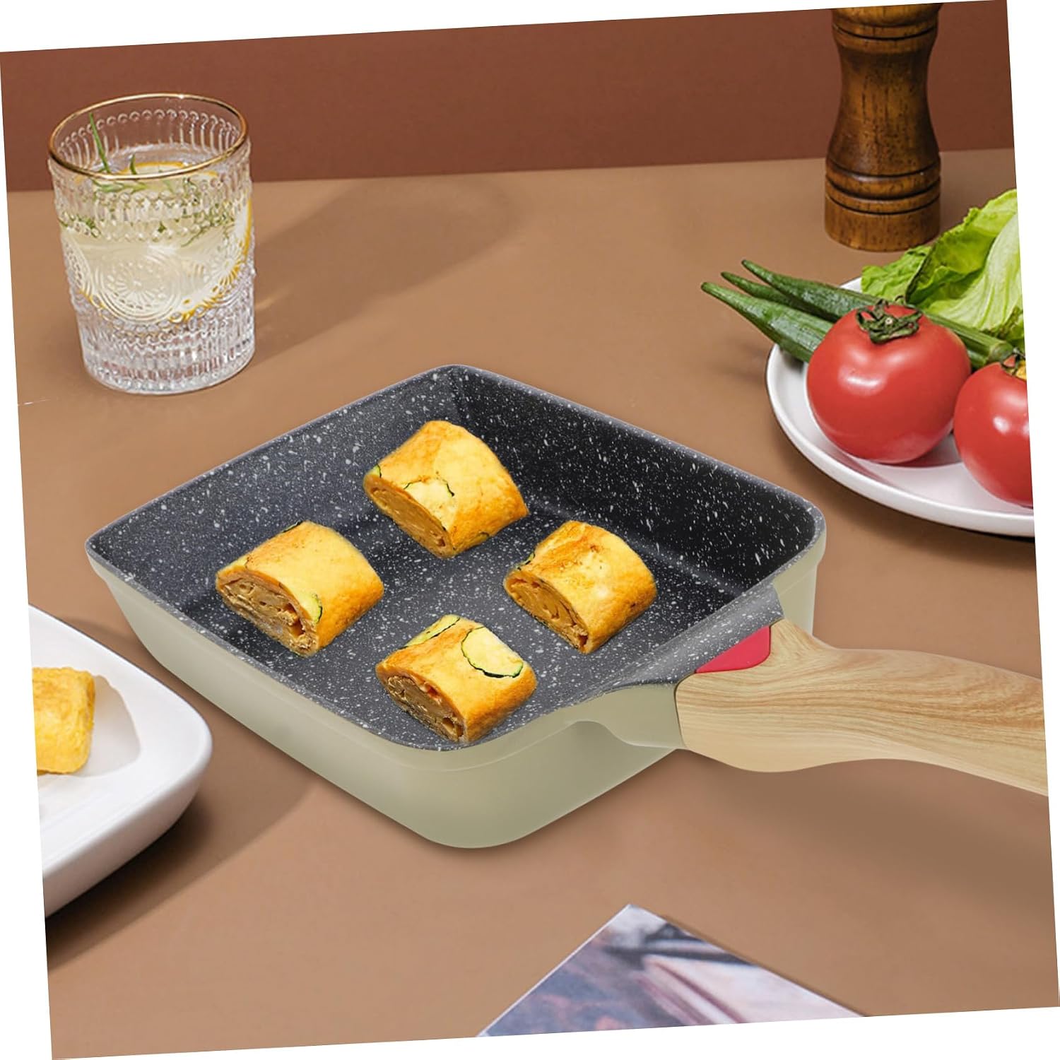 Cabilock Non Stick Egg Frying Pan Square Shape Japanese Style Breakfast Pan Versatile Cooking Tool for Omelets Sandwiches and Pancakes and Materials