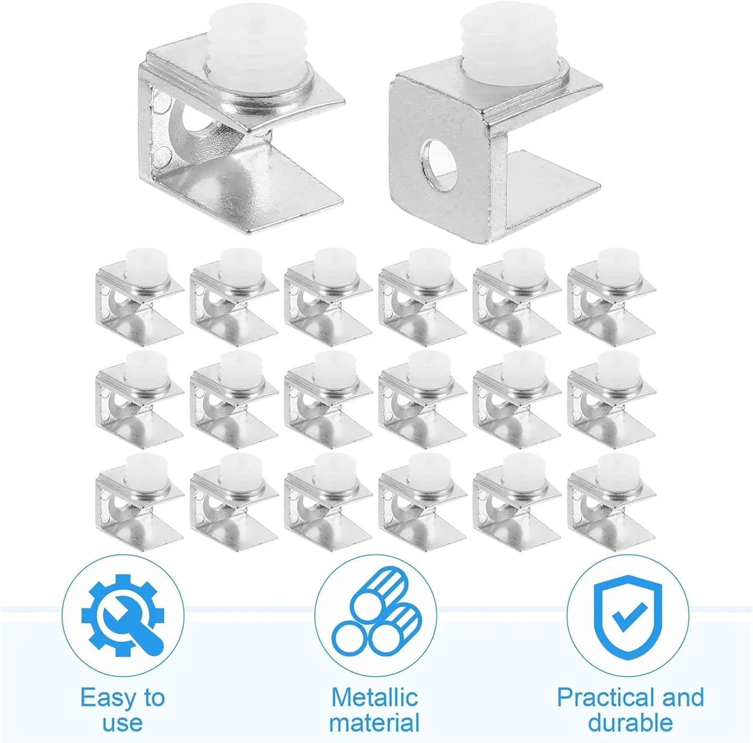 Glass Clamp Brackets 80 Pcs Glass Shelf Clips, Suitable for Use As Mirror Brackets Or Bathroom Door Supports for Wood Shelves Handrail Railing