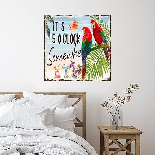 Miniatura 2 de Murales artísticos motivacionales de verano con texto en inglés "It's 5 O'Clock Somewhere" ("It's 5 O'Clock Somewhere"), calcomanías de vinilo para
