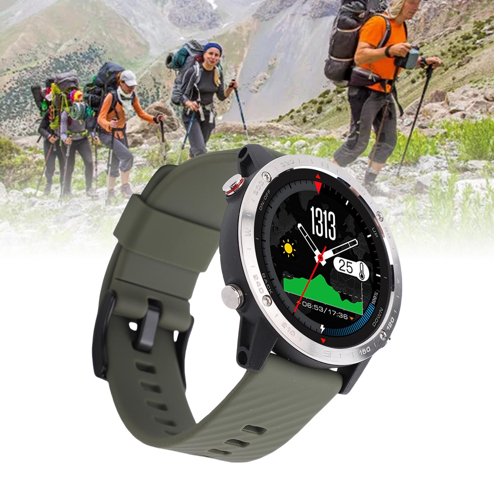 Orologio Sportivo Intelligente da 1,3 Pollici Tracker Fitness Impermeabile per attività All'aperto da Uomo con Cinturino in Silicone