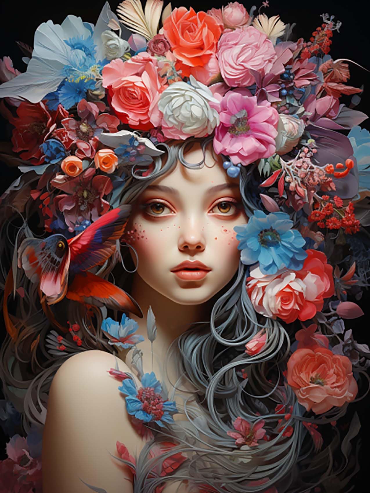 Reofrey Kits D'art Diamant à Faire Soi-même Pour Adultes Et Femmes, Fleur Complète Strass Ronds Accessoires De Peinture Diamant, Point De Croix, Toile à Broder Pour Travaux Manuels, Décoration Murale