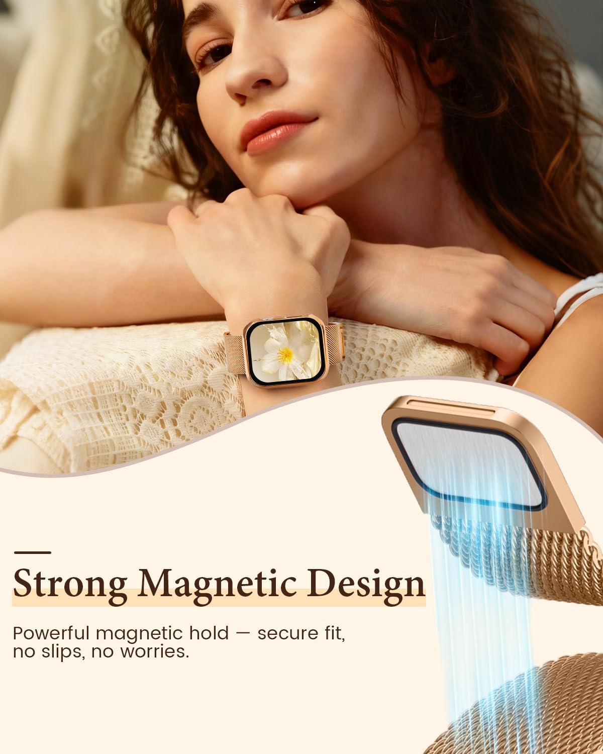 Metal Magnetic Band and Case Compatible with Apple Watch 38mm 40mm 41mm 42mm 44mm 45mm 46mm, Stainless Steel Milanese Mesh Loop Strap with Cover for iWatch Series 11 10 9 8 7 6 5 4 3 2 1 SE - Image 3
